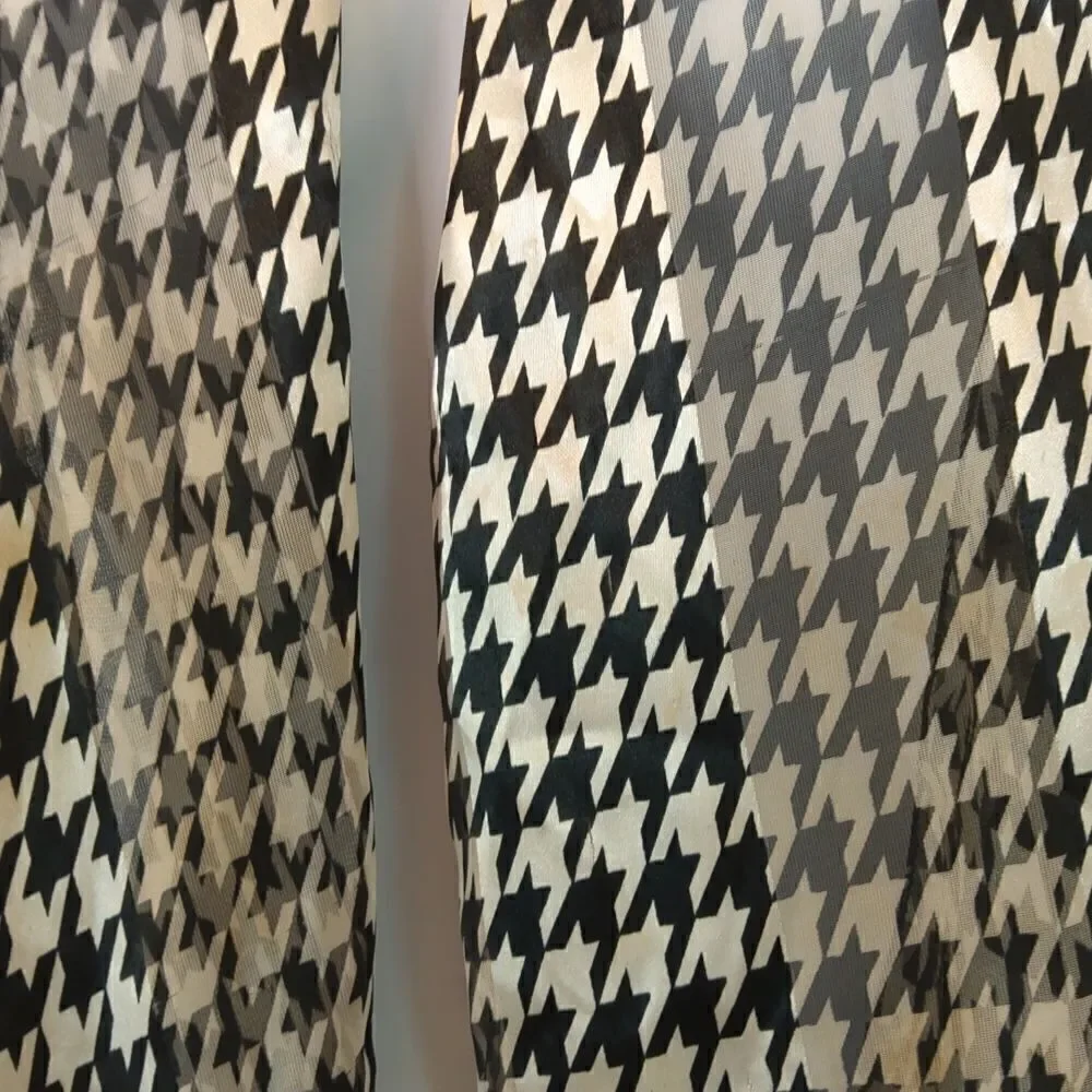 (3/$22) Black and white houndstooth print polyester scarf